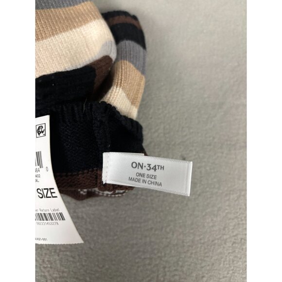 On 34th Women's Colorblocked Brown Fingerless Gloves One Size New WIth Tag's - Picture 7 of 7